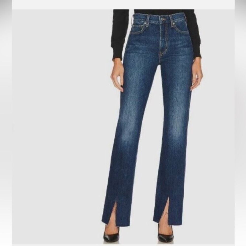 NWT Veronica Beard Keane Long Straight Leg Jean Front Slits, 25